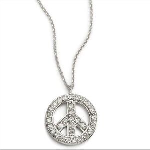 Diamond/ 14k white gold Peace Sign Necklace